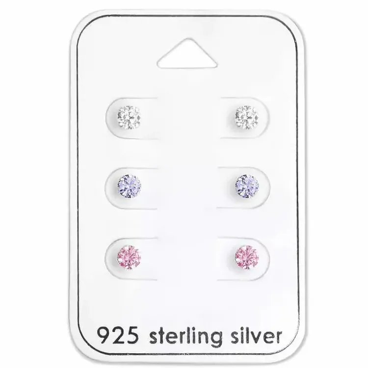 4 mm Zirkon Ohrstecker in Silber
