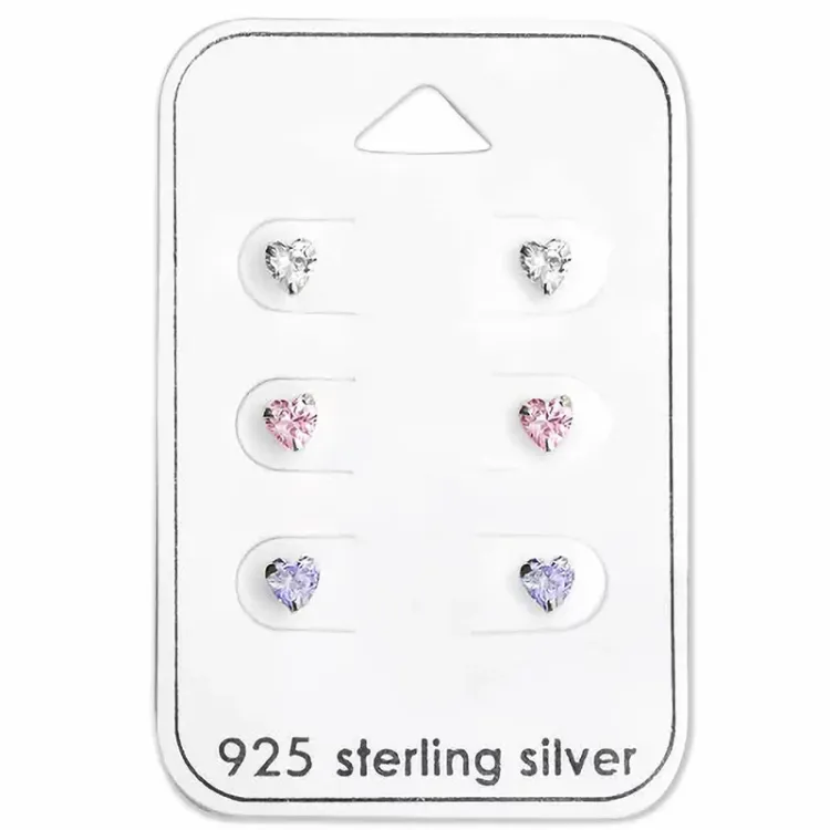 4 mm Herzen Zirkon Ohrstecker in Silber - Little Ones