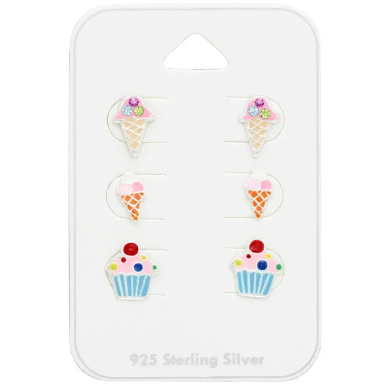 Eiswaffel Ohrstecker in Silber - Little Ones