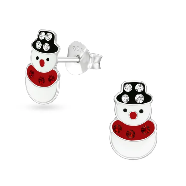 Schneemann Bergkristall Ohrringe in Silber - Little Ones