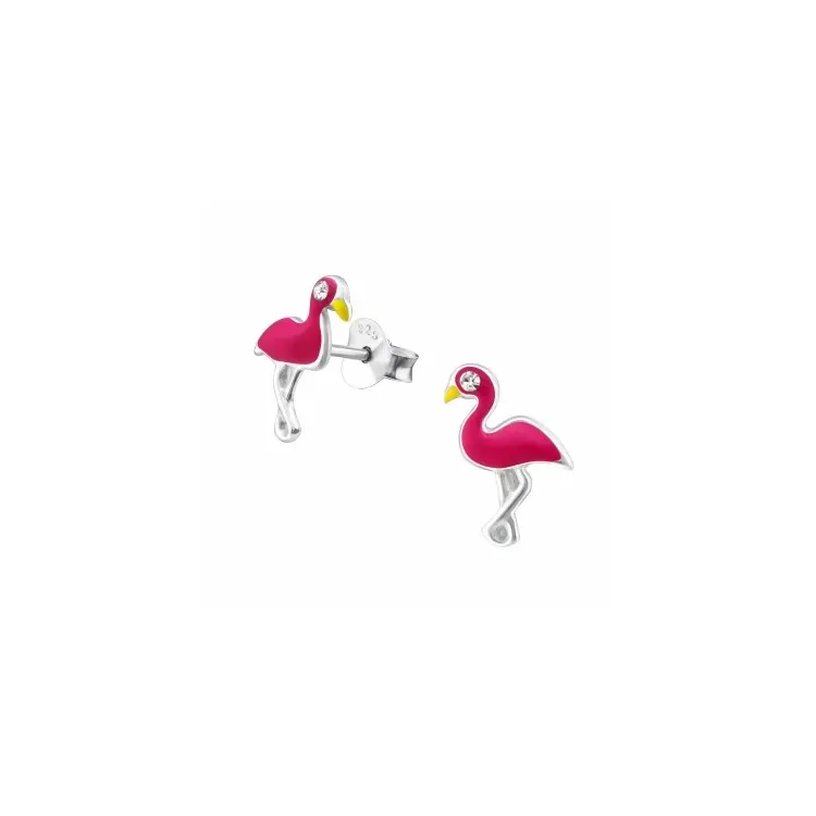 Flamingo Ohrstecker in Silber