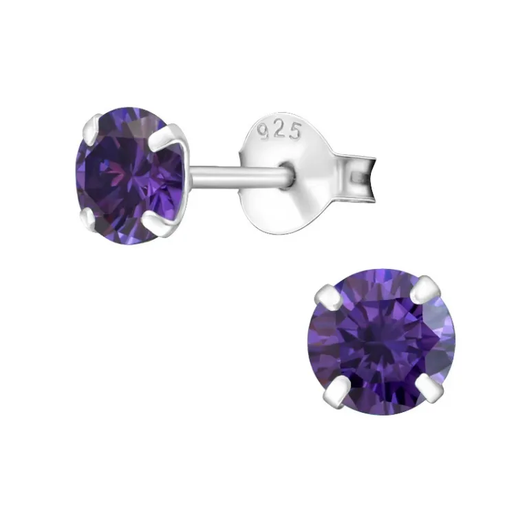 5 mm runden violettem Ohrstecker in Silber - Little Ones