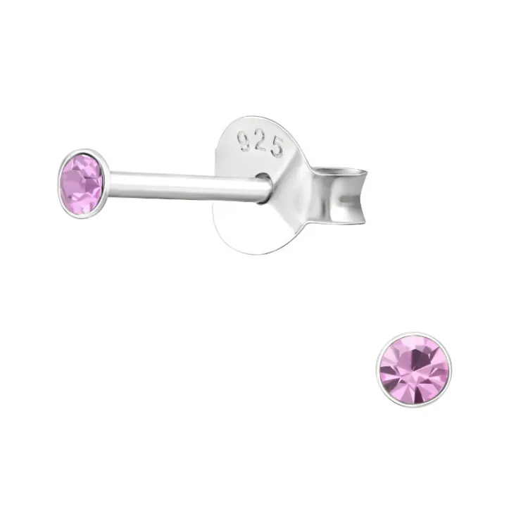 2 mm Bergkristall Ohrstecker in Silber - Little Ones