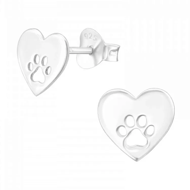 Herz Pfote Ohrringe in Silber - Little Ones