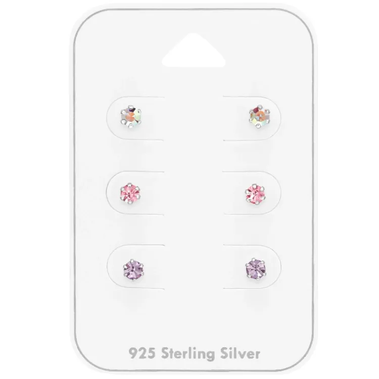 3 mm hellroten Bergkristall Ohrstecker in Silber - Little Ones