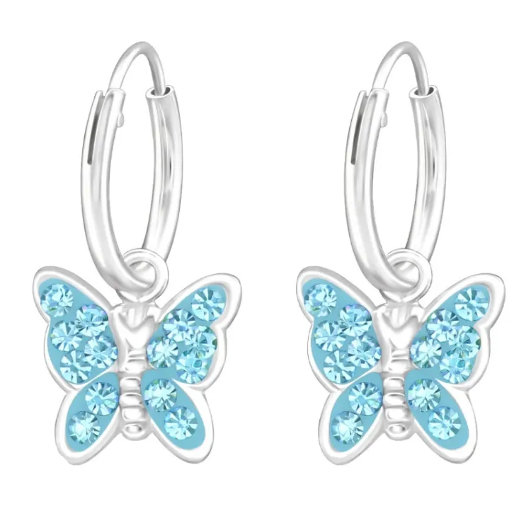 Schmetterlinge hellblauem Kinderohrringe in Silber - Little Ones