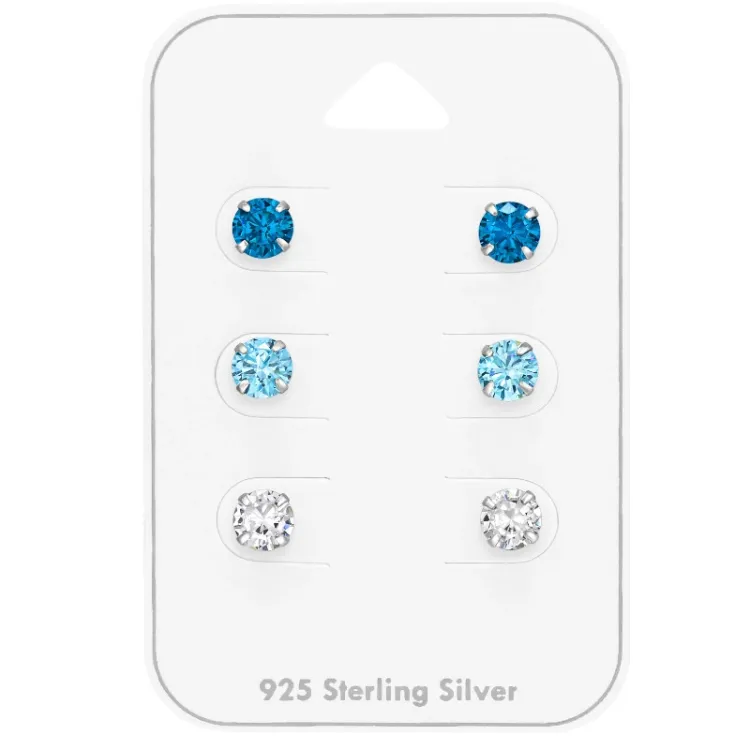 5 mm blauem Zirkon Ohrstecker in Silber - Little Ones