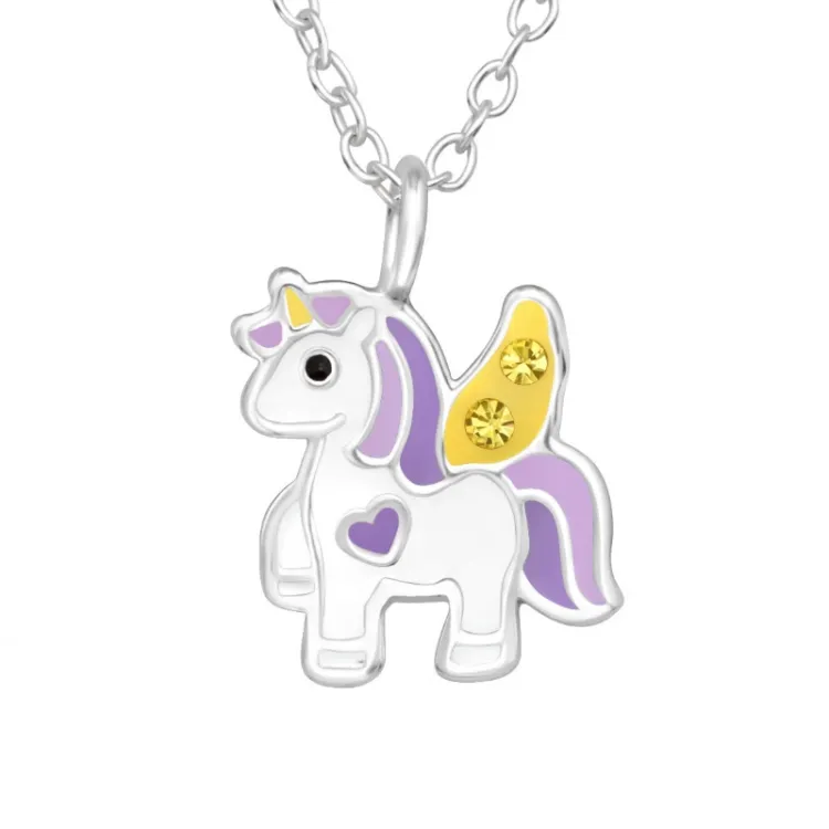 einhorn violettem Halskette aus Silber - Little Ones