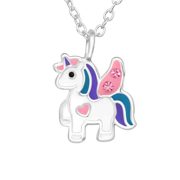 einhorn grünem Halskette aus Silber - Little Ones