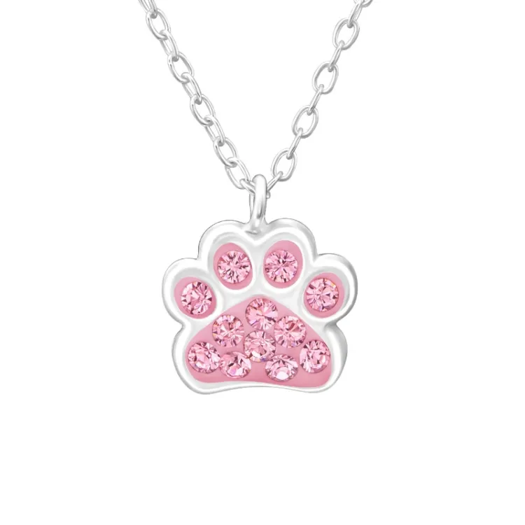 Pfote rosa Halskette aus Silber - Little Ones