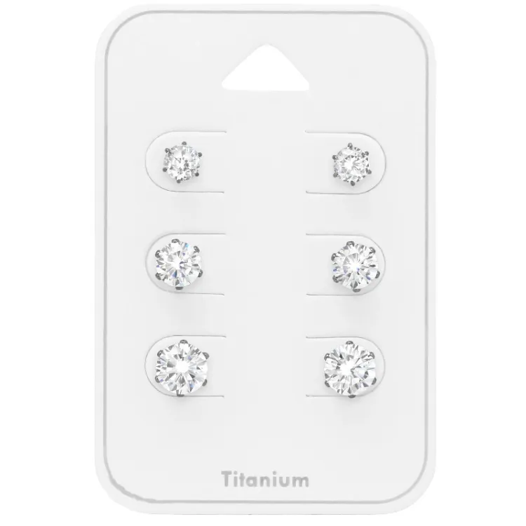 4 x 5 x 6 mm weißem Zirkon Ohrstecker in Titan