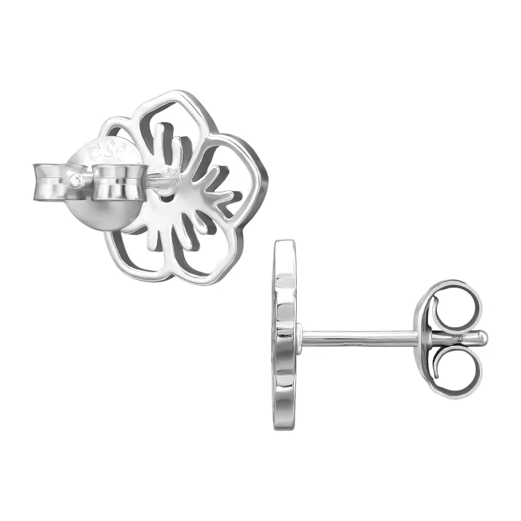 Blumen Zirkon Ohrringe in Silber