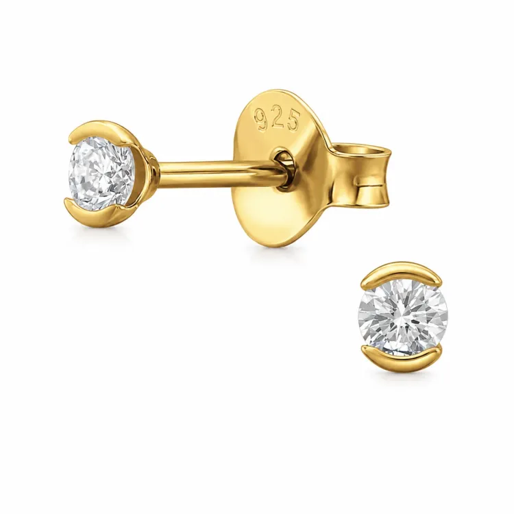 Ohrstecker in vergoldetem Sterlingsilber mit lab grown Diamant 
