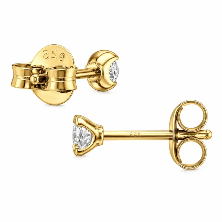 Ohrstecker in vergoldetem Sterlingsilber mit lab grown Diamant 