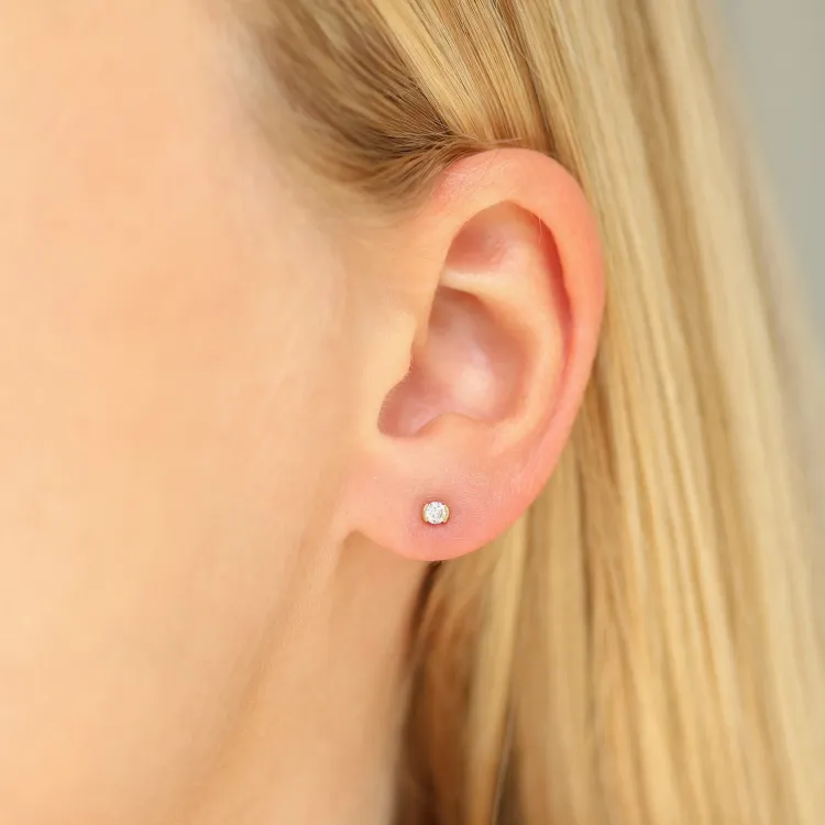 Ohrstecker in vergoldetem Sterlingsilber mit lab grown Diamant 