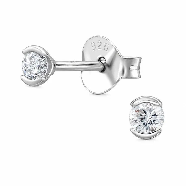 Ohrstecker in rhodiniertem Silber mit lab grown Diamant 