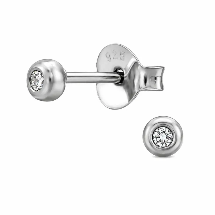 Ohrstecker in rhodiniertem Silber mit lab grown Diamant 