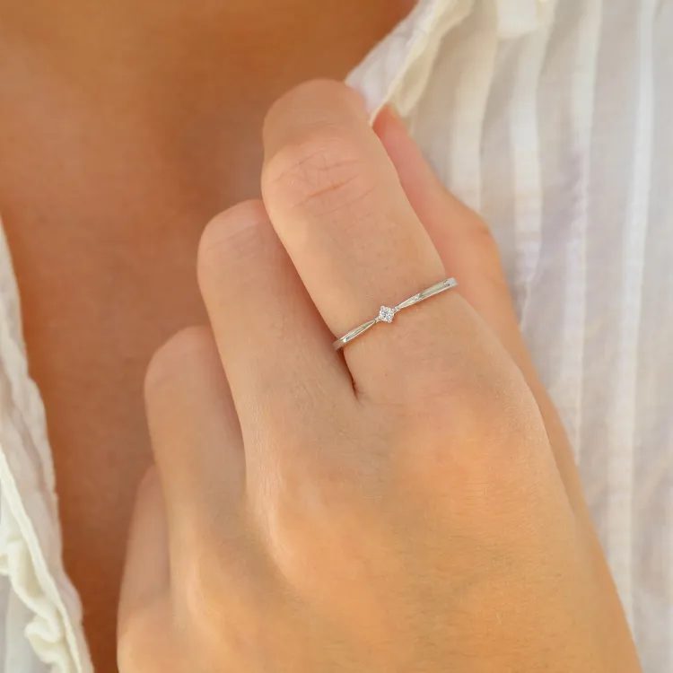 lab grown Diamant Solitärring aus Silber