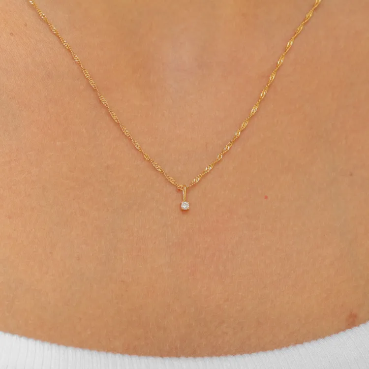 lab grown Diamant Halskette mit Anhänger aus vergoldetem Sterlingsilber