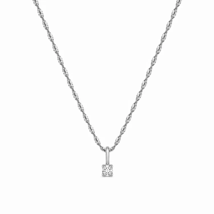 lab grown Diamant Anhänger mit Halskette aus rhodiniertem Silber