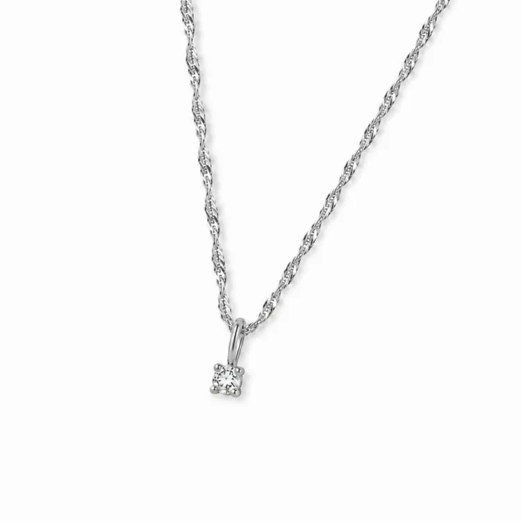 lab grown Diamant Anhänger mit Halskette aus rhodiniertem Silber