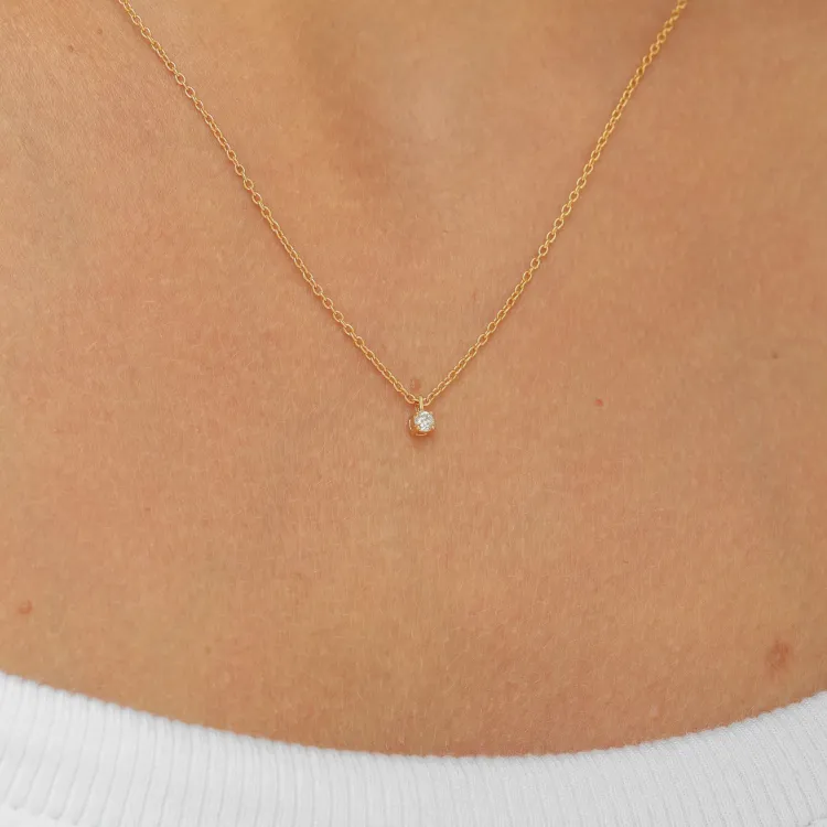 lab grown Diamant Halskette mit Anhänger aus vergoldetem Sterlingsilber