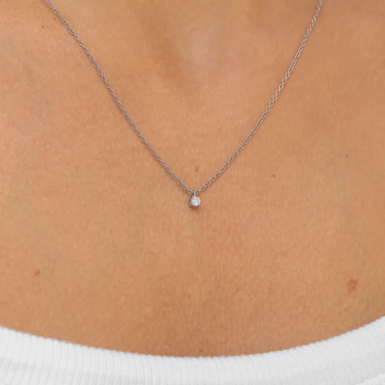 lab grown Diamant Halskette mit Anhänger aus rhodiniertem Silber