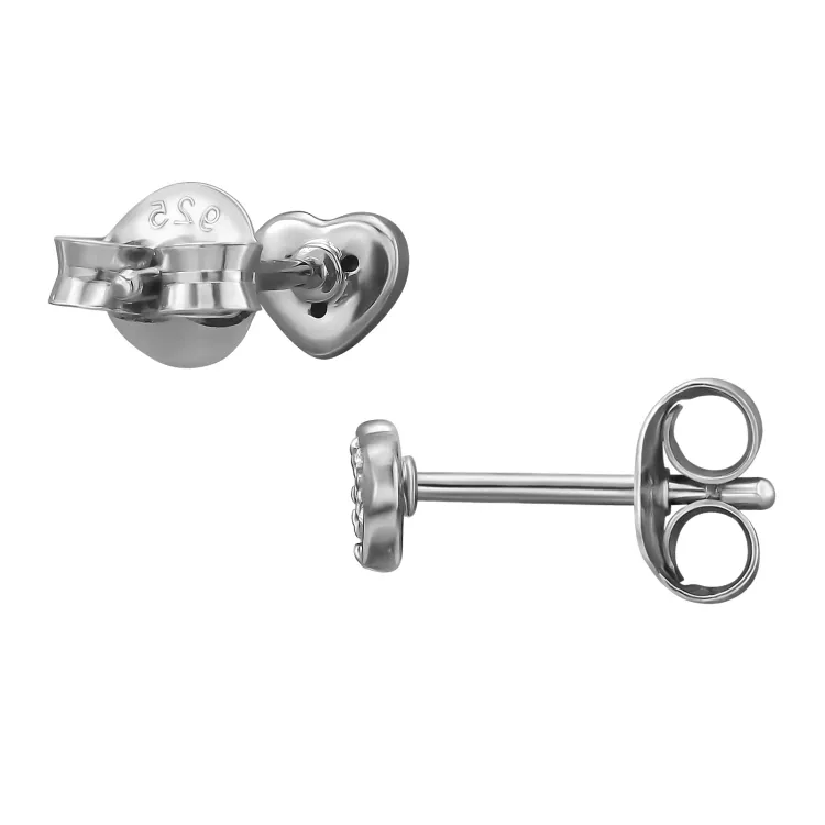 Herz Ohrstecker in rhodiniertem Silber mit lab grown Diamant 