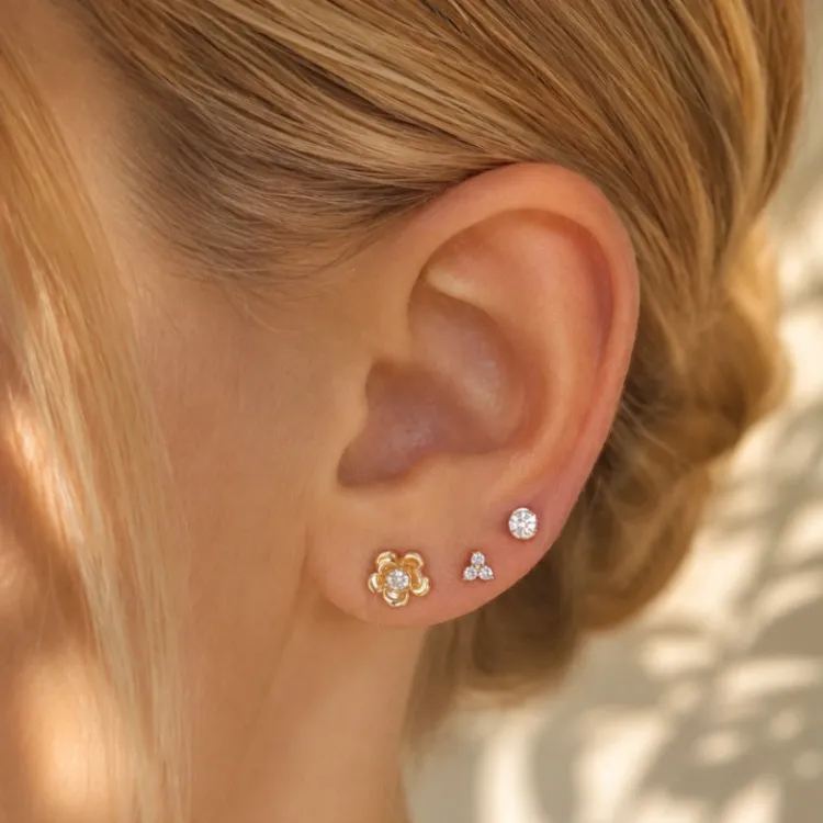 dreieck lab grown Diamant Ohrstecker in vergoldetem Sterlingsilber mit lab grown Diamant 
