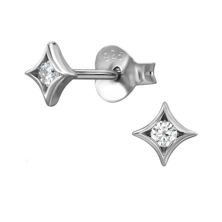 Ohrstecker in rhodiniertem Silber mit lab grown Diamant 