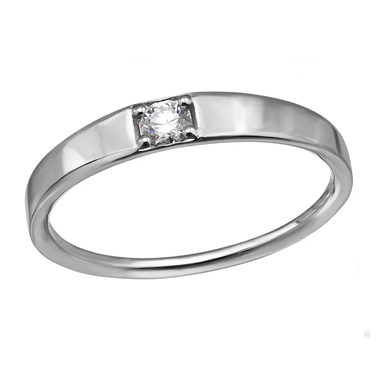 lab grown Diamant Solitärring aus rhodiniertem Silber