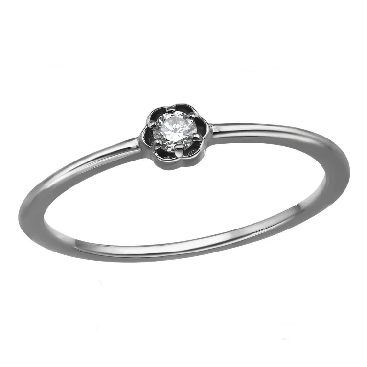 Blumen lab grown Diamant Ring aus rhodiniertem Silber