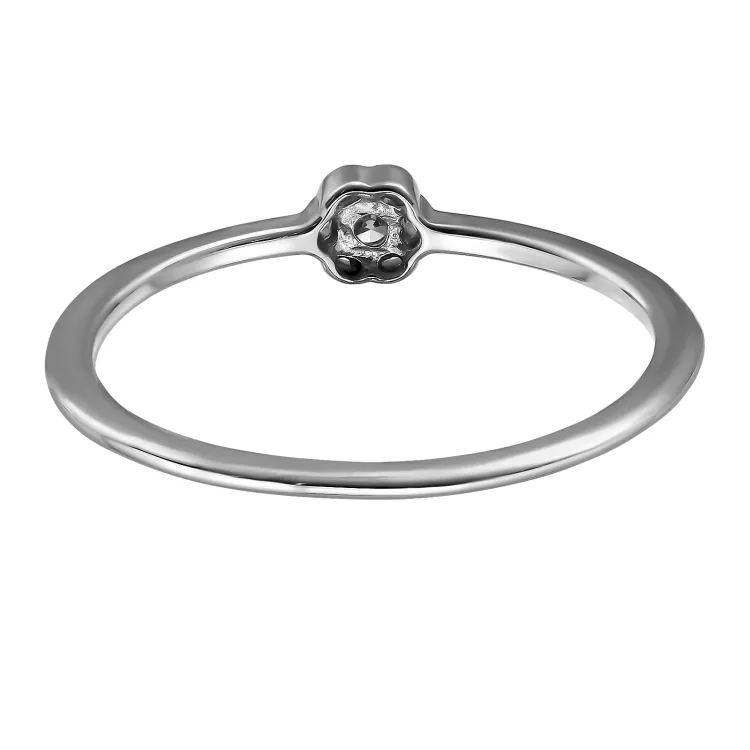 Blumen lab grown Diamant Ring aus rhodiniertem Silber