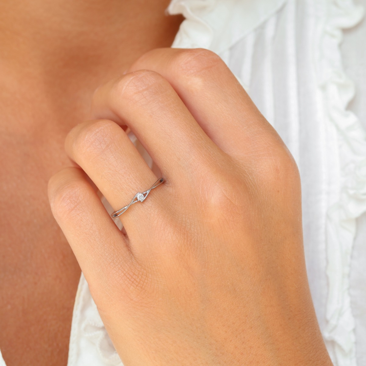 lab grown Diamant Ring aus rhodiniertem Silber