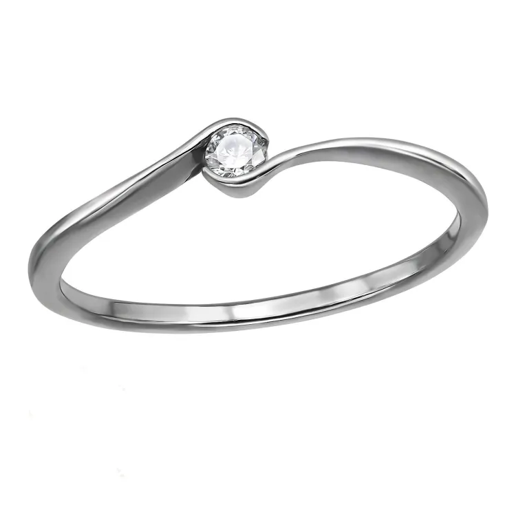 lab grown Diamant Solitärring aus rhodiniertem Silber