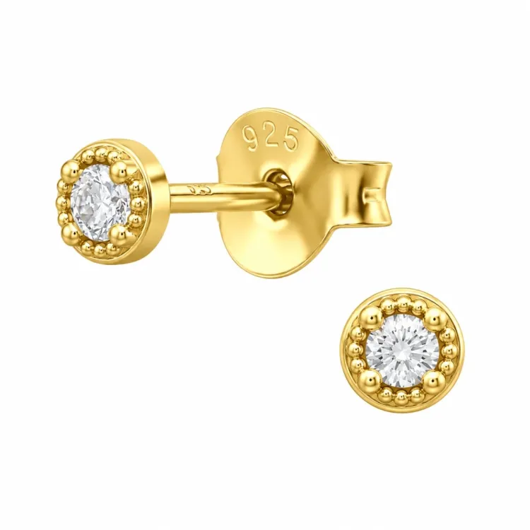 Solitärohrstecker in vergoldetem Sterlingsilber mit lab grown Diamant 