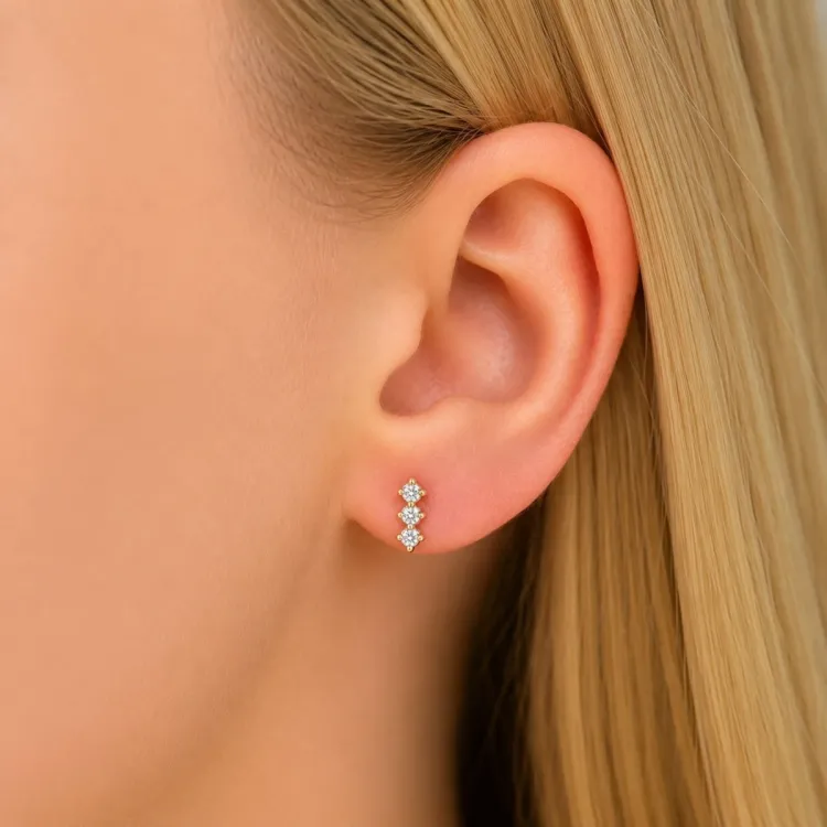 Ohrringe in vergoldetem Sterlingsilber mit lab grown Diamant 