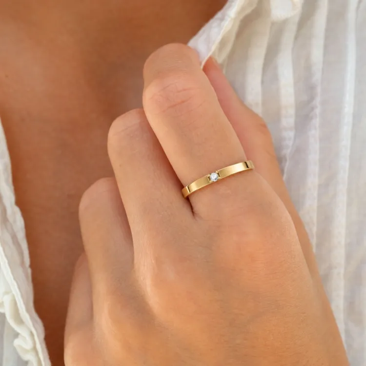 lab grown Diamant Memoirering aus vergoldetem Sterlingsilber
