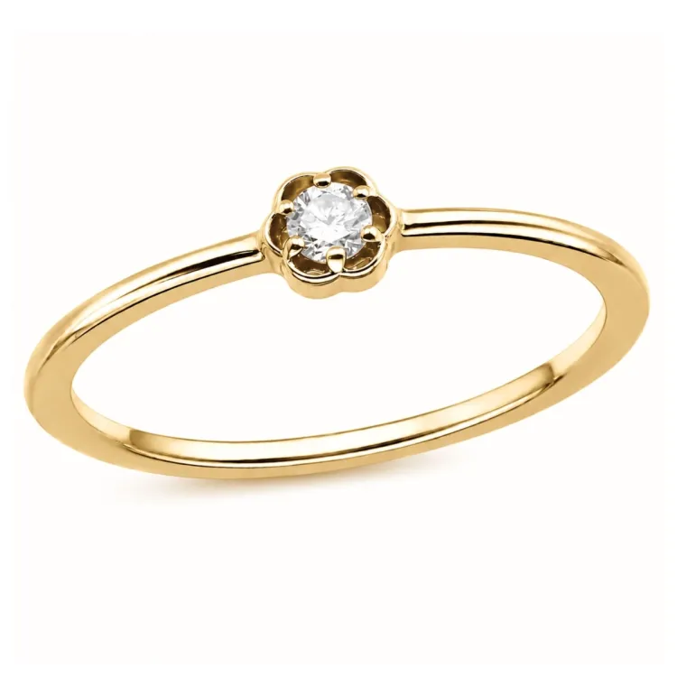 Blumen lab grown Diamant Ring aus vergoldetem Sterlingsilber