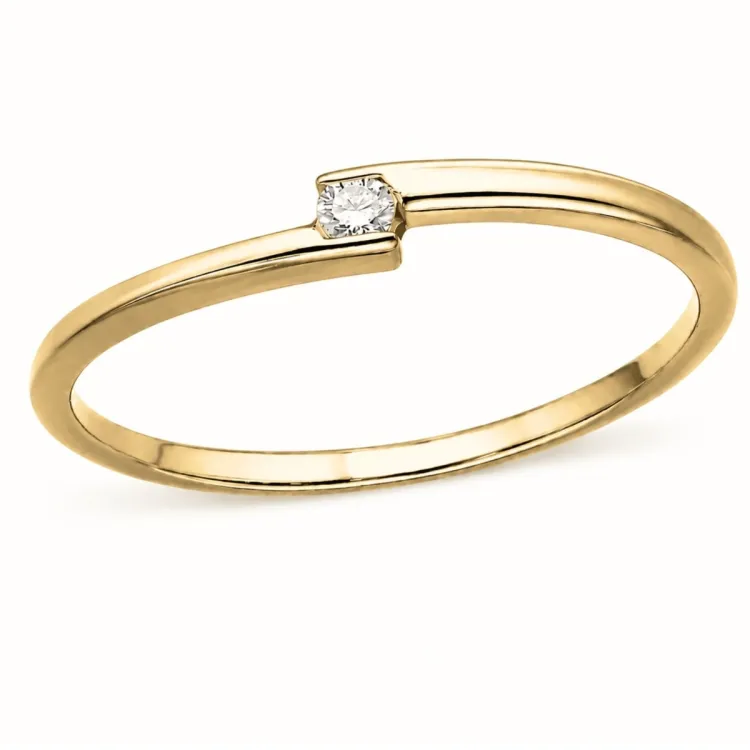 lab grown Diamant Solitärring aus vergoldetem Sterlingsilber