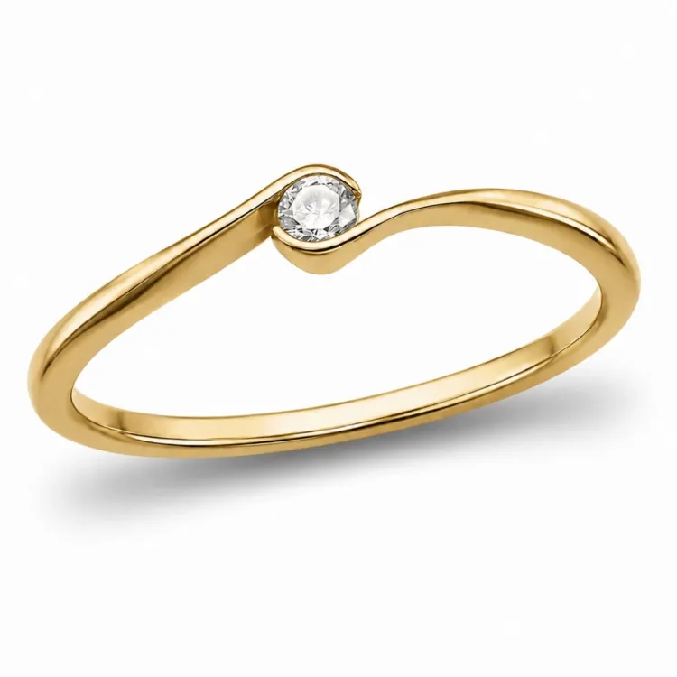 lab grown Diamant Solitärring aus vergoldetem Sterlingsilber