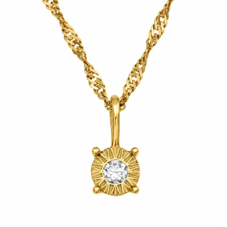 45 cm Halskette mit Anhänger aus vergoldetem Silber 0,035 ct