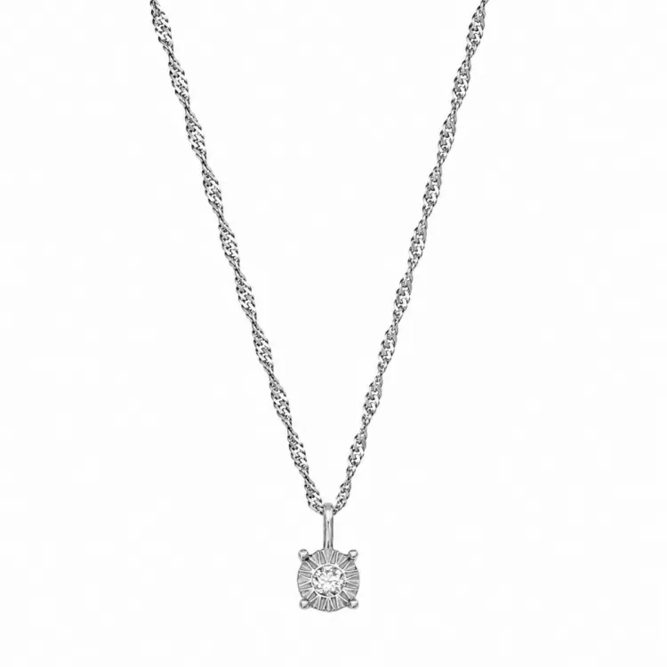45 cm Halskette mit Anhänger aus Silber 0,035 ct