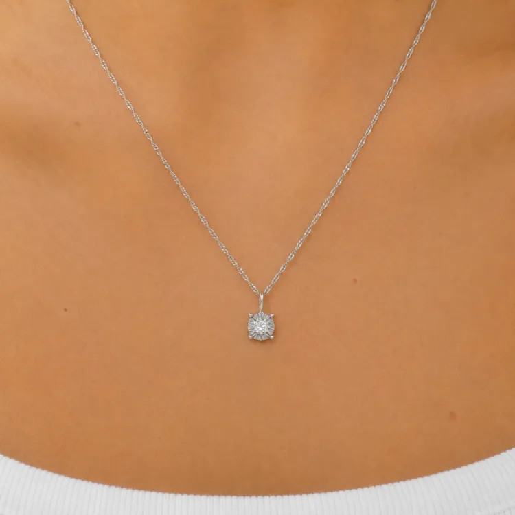 45 cm Halskette mit Anhänger aus Silber 0,035 ct