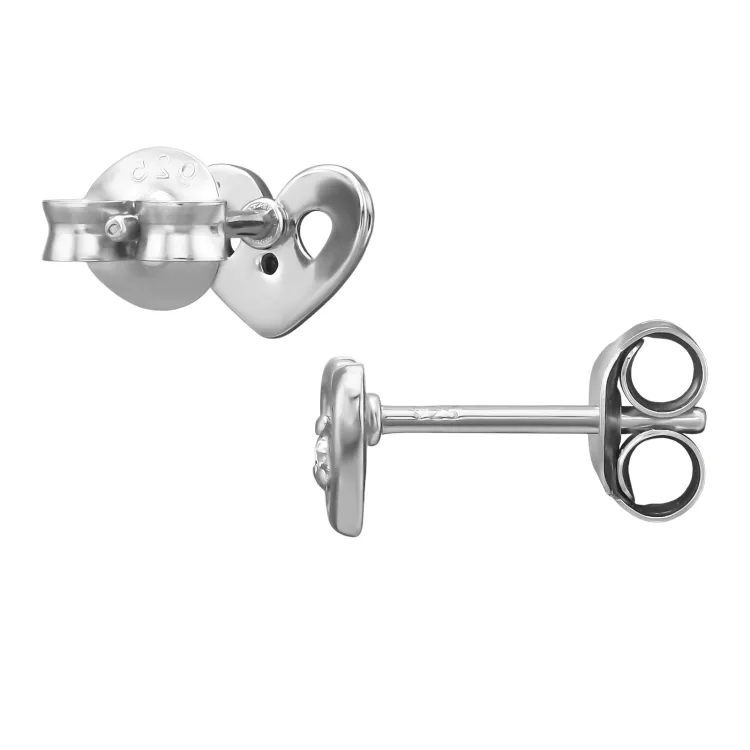 Herz Ohrringe in rhodiniertem Silber mit lab grown Diamant 