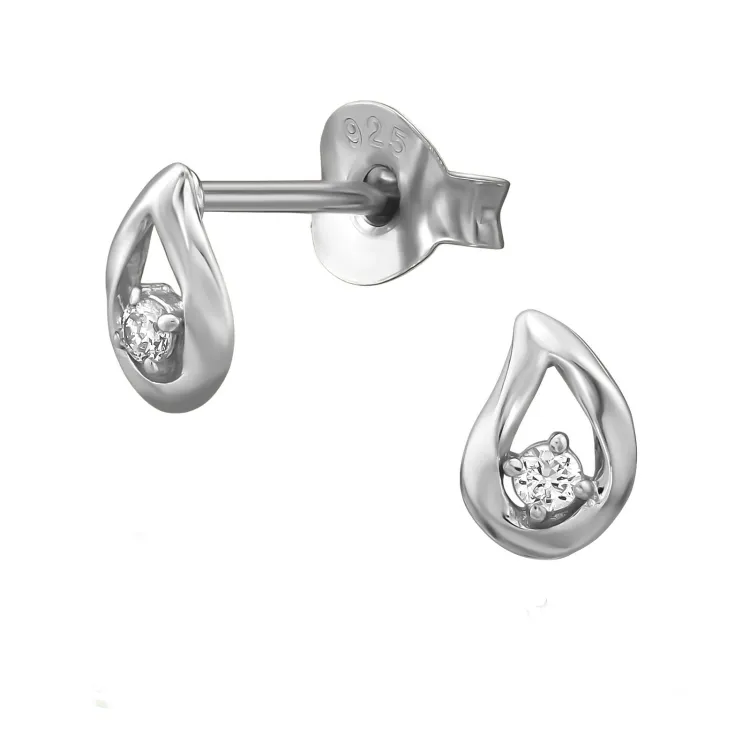 Tropfen Ohrringe in rhodiniertem Silber mit lab grown Diamant 