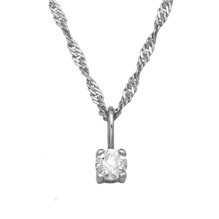 45 cm Halskette mit lab grown Diamant Anhänger aus Silber 0,11 ct