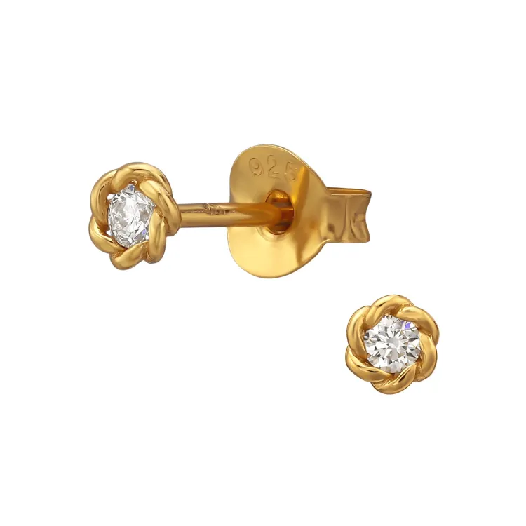 runden Ohrringe in vergoldetem Sterlingsilber mit lab grown Diamant 