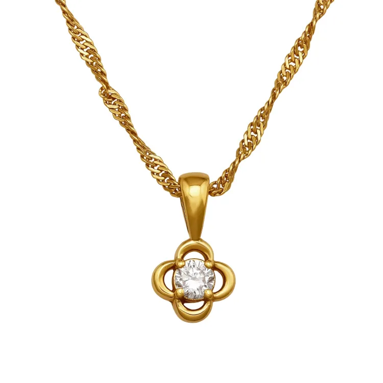 45 cm Halskette mit lab grown Diamant Anhänger aus vergoldetem Silber 0,062 ct