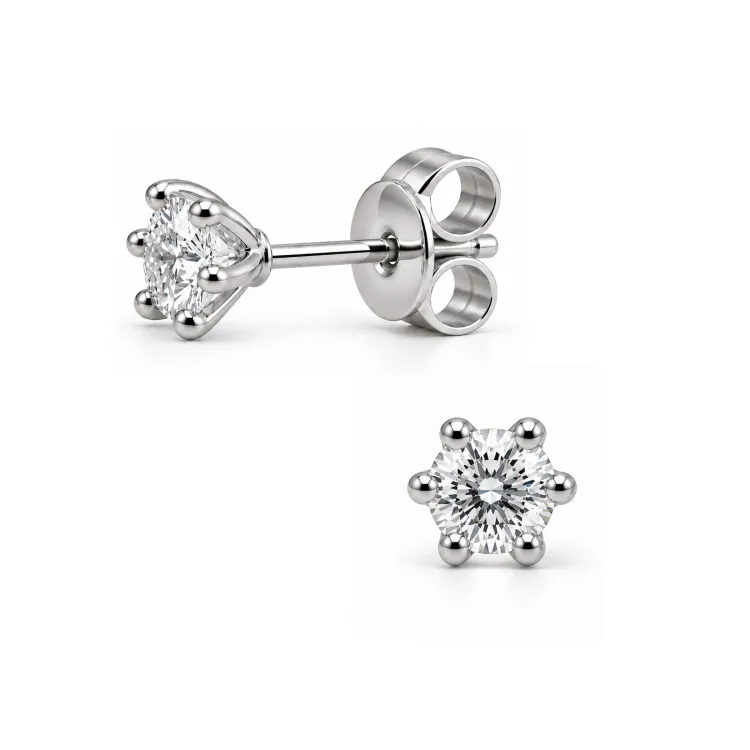 Solitärohrstecker in rhodiniertem Silber mit lab grown Diamant 